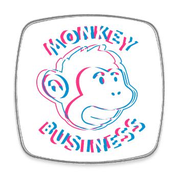 Monkey Business 3D - Affe Graffiti Urban Art - Square fridge magnet - white - Front