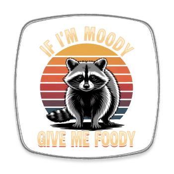 Funny Raccoon - Viereckiger Kühlschrankmagnet - Weiß - Vorne