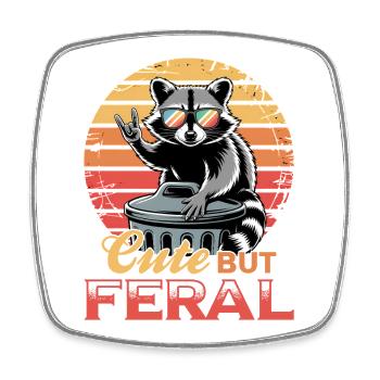 Funny Raccoon - Viereckiger Kühlschrankmagnet - Weiß - Vorne
