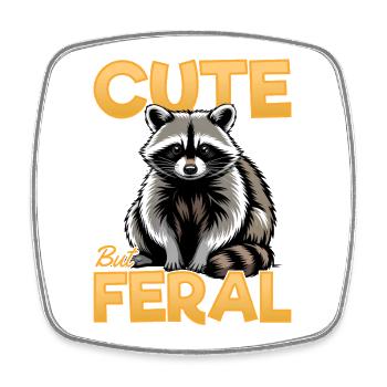 Funny Raccoon - Viereckiger Kühlschrankmagnet - Weiß - Vorne