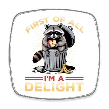 Funny Raccoon - Viereckiger Kühlschrankmagnet - Weiß - Vorne