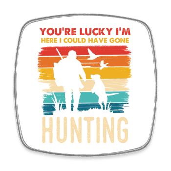 Hunting Humor Silhouette am Sunset - Viereckiger Kühlschrankmagnet - Weiß - Vorne