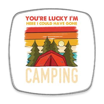 Camping Retro Sonnenuntergang - Viereckiger Kühlschrankmagnet - Weiß - Vorne
