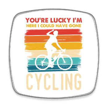 Glücklicher Radfahrer Retro Motiv - Viereckiger Kühlschrankmagnet - Weiß - Vorne
