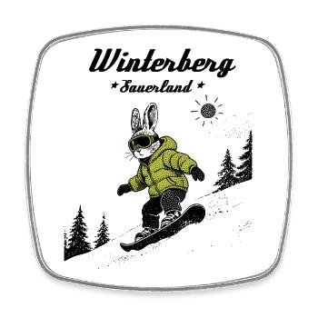 Sauerland Skihase - Viereckiger Kühlschrankmagnet - Weiß - Vorne