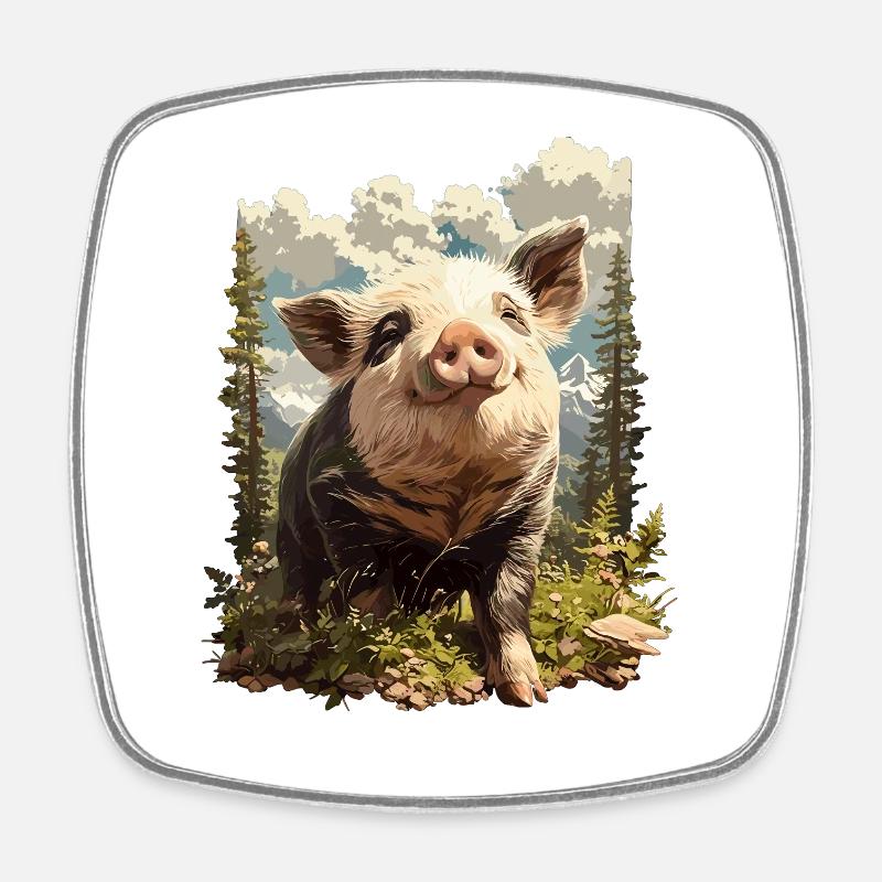 Cochon Cochon - Magnet carré - blanc