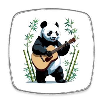 Panda guitarist in the bamboo forest - Square fridge magnet - white - Front