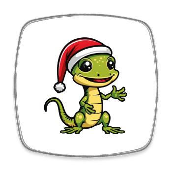 Echse Weihnachten Gecko - Viereckiger Kühlschrankmagnet - Weiß - Vorne