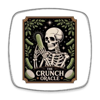 The Crunch Oracle Skelett Mit Gurke Humor - Viereckiger Kühlschrankmagnet - Weiß - Vorne
