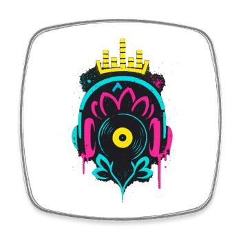 Music Headphones Vinyl Record Krone Beat - Square fridge magnet - white - Front
