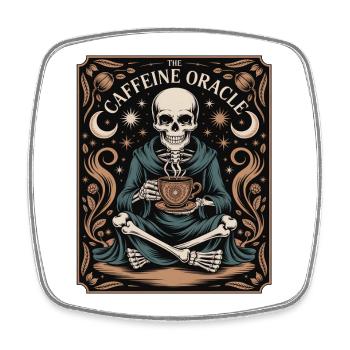 The Caffeine Oracle Skeleton Coffee Oracle - Square fridge magnet - white - Front