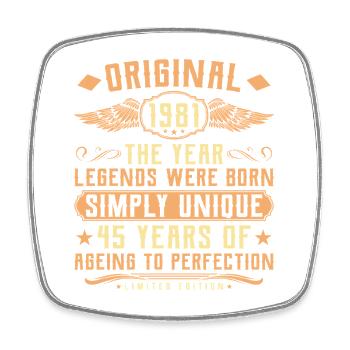 Original 1981 Vintage Legend 45th Birthday - Square fridge magnet - white - Front