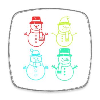 Weihnachtsmann Schneemann Weihnachten - Viereckiger Kühlschrankmagnet - Weiß - Vorne