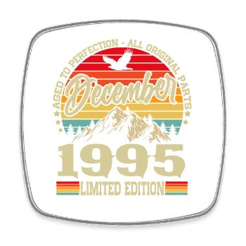 Vintage December 1995 Vintage Retro Birthday - Square fridge magnet - white - Front