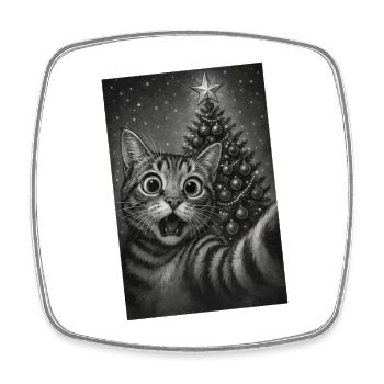 Katzenaugen Weihnachtstraum - Viereckiger Kühlschrankmagnet - Weiß - Vorne
