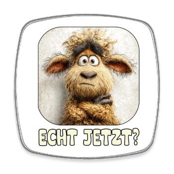 Echt Jetzt? Verwunderter Wollmonster Schaf - Viereckiger Kühlschrankmagnet - Weiß - Vorne