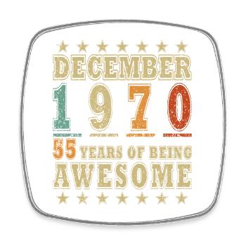 1970 December 1970 Jubilee December 1970 - Square fridge magnet - white - Front