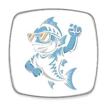 Requin bleu avec des lunettes de soleil - Magnet carré - blanc - Devant