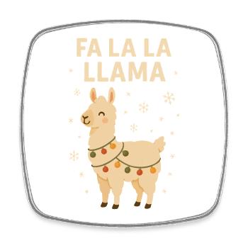 Fa La La Llama Christmas Family Fun - Square fridge magnet - white - Front
