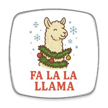 Funny Fa La La Llama Christmas Holiday Design - Square fridge magnet - white - Front
