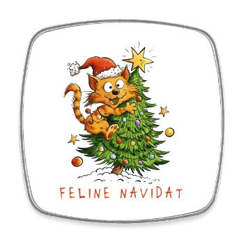 Feline Navidad Weihnachtskatze - Viereckiger Kühlschrankmagnet - Weiß - Vorne