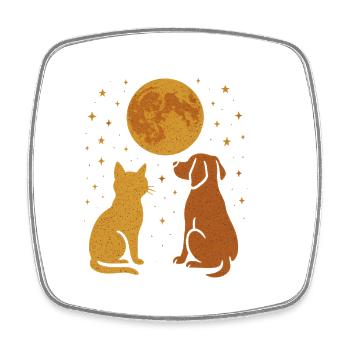 Hund Katze Tier Freundschaft Nachthimmel - Viereckiger Kühlschrankmagnet - Weiß - Vorne