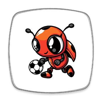 Marienkäfer Fußball - Viereckiger Kühlschrankmagnet - Weiß - Vorne