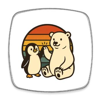Eisbär und Pinguin - Viereckiger Kühlschrankmagnet - Weiß - Vorne