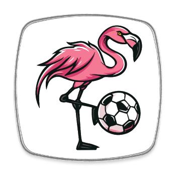 Flamingo Football Comic - Magnet carré - blanc - Devant