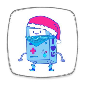 Kawaii Weihnachts-Roboter Santa Bot - Viereckiger Kühlschrankmagnet - Weiß - Vorne