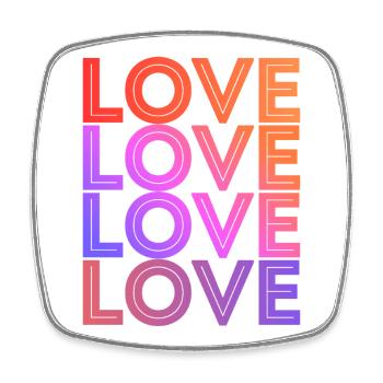 LOVE Liebe Text Schrift Design Farbverlauf Typo - Viereckiger Kühlschrankmagnet - Weiß - Vorne