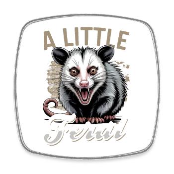 Funny Opossum - Viereckiger Kühlschrankmagnet - Weiß - Vorne