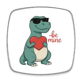 Cooler Dino mit Herz – Valentinstag Design - Viereckiger Kühlschrankmagnet - Weiß - Vorne