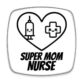 Super Mama Krankenschwester – Medizin Herz - Viereckiger Kühlschrankmagnet - Weiß - Vorne