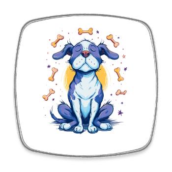 Chien bleu joyeux avec des os - Magnet carré - blanc - Devant