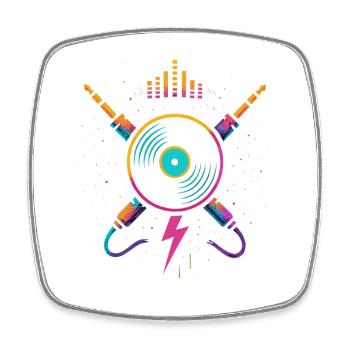 Neon Rainbow Vinyl, Happy Rave Sound - Viereckiger Kühlschrankmagnet - Weiß - Vorne