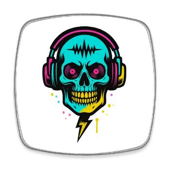 Casques en forme de crâne néon, rythmes rave sombres - Magnet carré - blanc - Devant