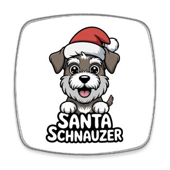 Santa Schnauzer, Hund, Geschenk zum Weihnachtsfest - Viereckiger Kühlschrankmagnet - Weiß - Vorne