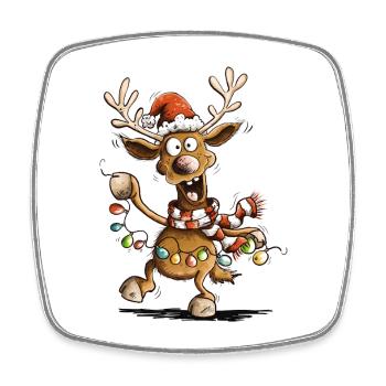 Lustiges Weihnachtsrentier Rentier Cartoon X-Mas - Viereckiger Kühlschrankmagnet - Weiß - Vorne