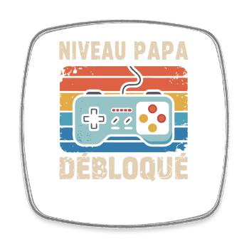 Dad Level Unlocked – Gamer Dad-to-be Gift - Square fridge magnet - white - Front