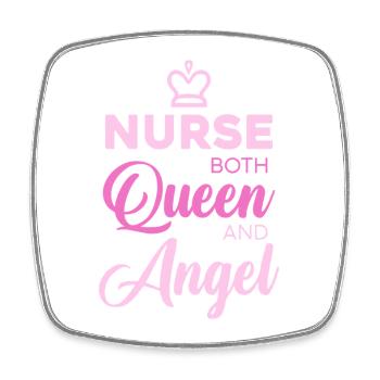 Nurse Queen Angel Typography - Viereckiger Kühlschrankmagnet - Weiß - Vorne