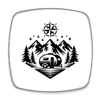 Camping - Viereckiger Kühlschrankmagnet - Weiß - Vorne