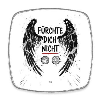 Dunkle Flügel FÜRCHTE DICH NICHT Bibel Vers - Viereckiger Kühlschrankmagnet - Weiß - Vorne