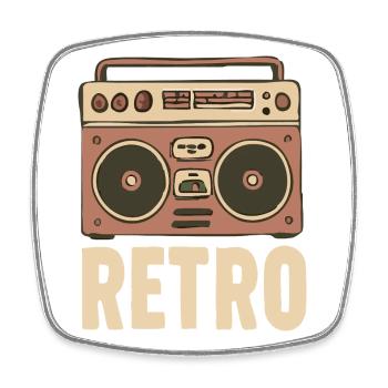 Retro Boombox Illustration - Vintage Radio - 80s - Viereckiger Kühlschrankmagnet - Weiß - Vorne