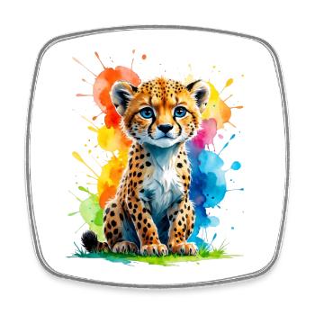 Colorful Cheetah Cub Splash - Viereckiger Kühlschrankmagnet - Weiß - Vorne