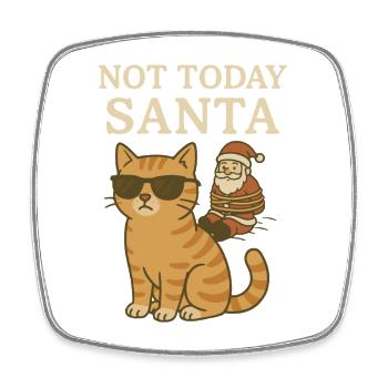 Nicht heute Weihnachtsmann-Lustiges Katzen-Weihnachtsdesign - Viereckiger Kühlschrankmagnet - Weiß - Vorne