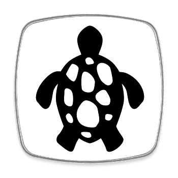 Tortue de mer – Motif sous-marin et plage - Magnet carré - blanc - Devant