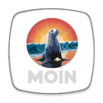 MOIN Seal North Sea Waves Sunset - Square fridge magnet - white - Front