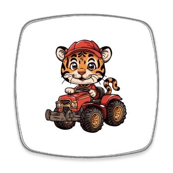Éleveur de tracteurs tigres - Magnet carré - blanc - Devant
