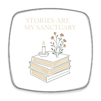 More book-like, cozier - Square fridge magnet - white - Front
